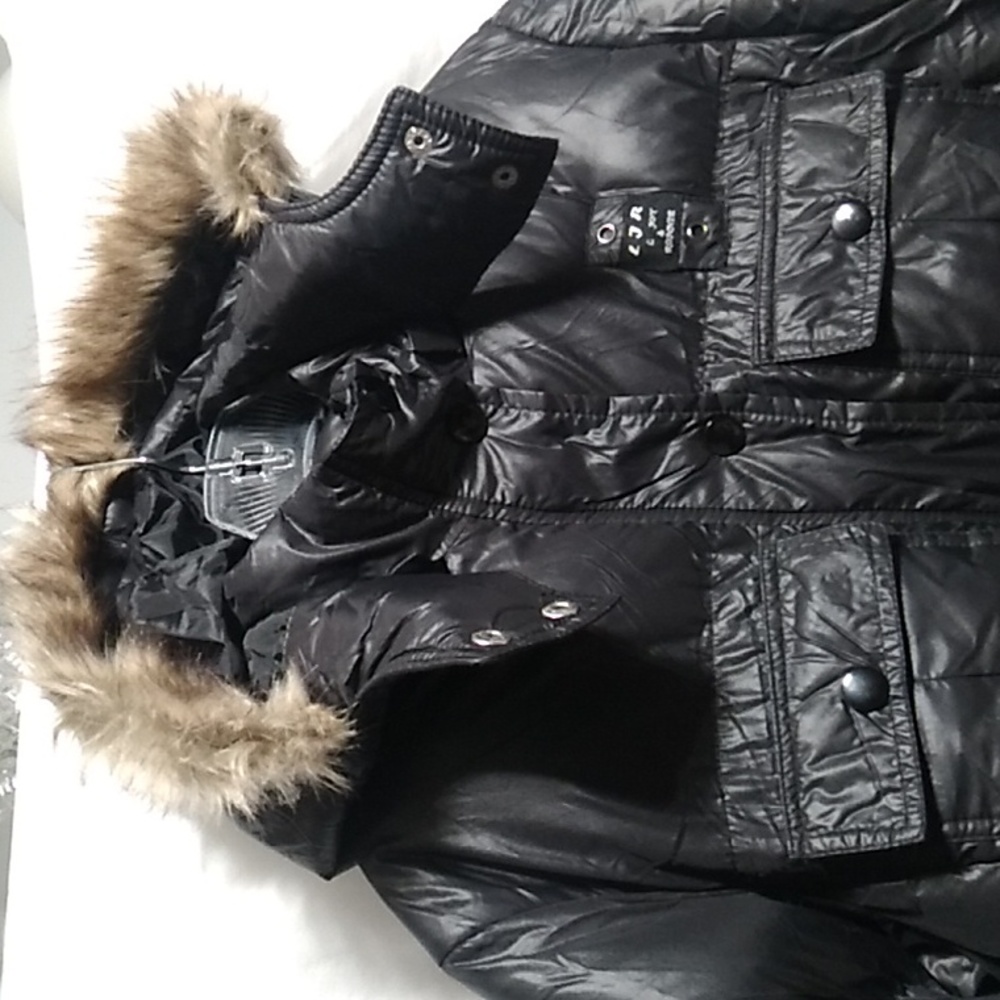 RARE! LJR JR Puffer Coat Zip/Snap Button Closure Sz.L - Picture 2 of 15